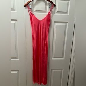 Zara bright pink midi slip dress sz small